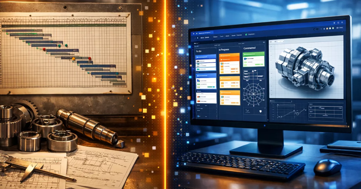 Projektmanagement im Maschinenbau: Vergleich klassische und moderne Methoden mit Gantt-Chart und Kanban-Board